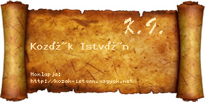 Kozák István névjegykártya